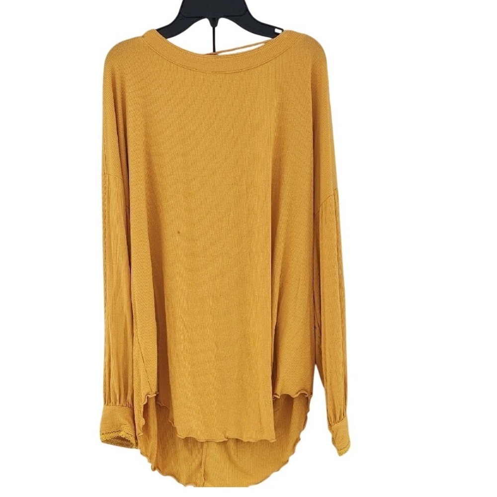 Free People Shimy Shake Open Back Boho Flowy Golden Glow Balletcore Ribbed Small